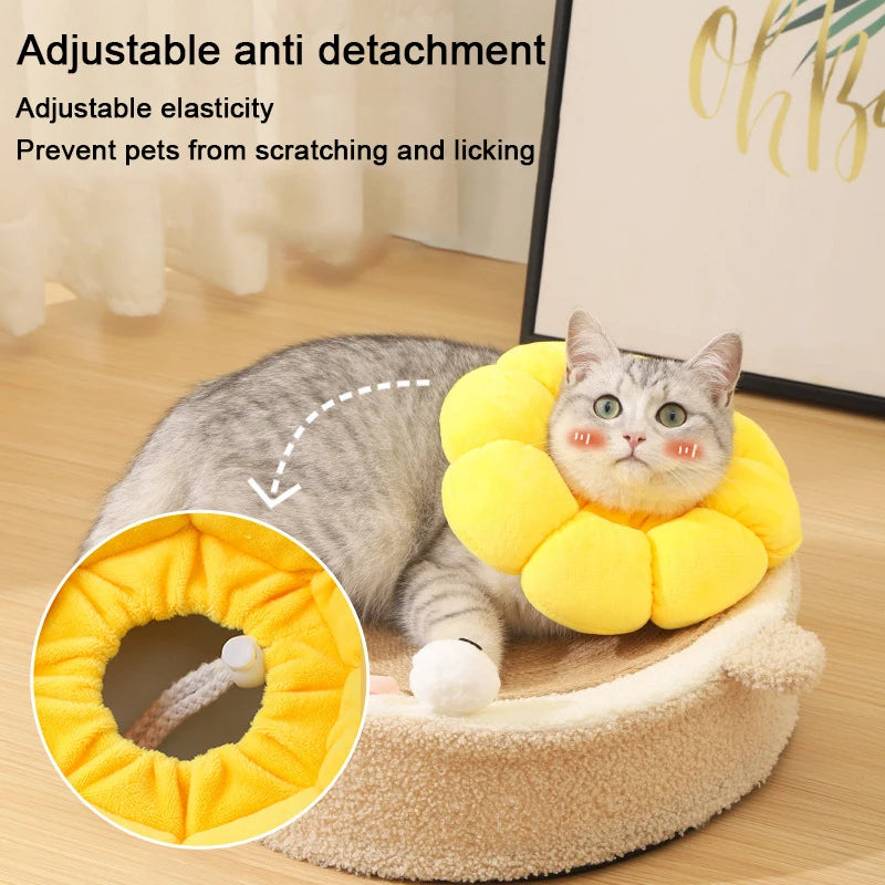 Pet Cat Cone Collar, Cute Elizabethan Cat Collar, Anti-Biting and Licking Wound Treatment Safe Cat Recovery Collar